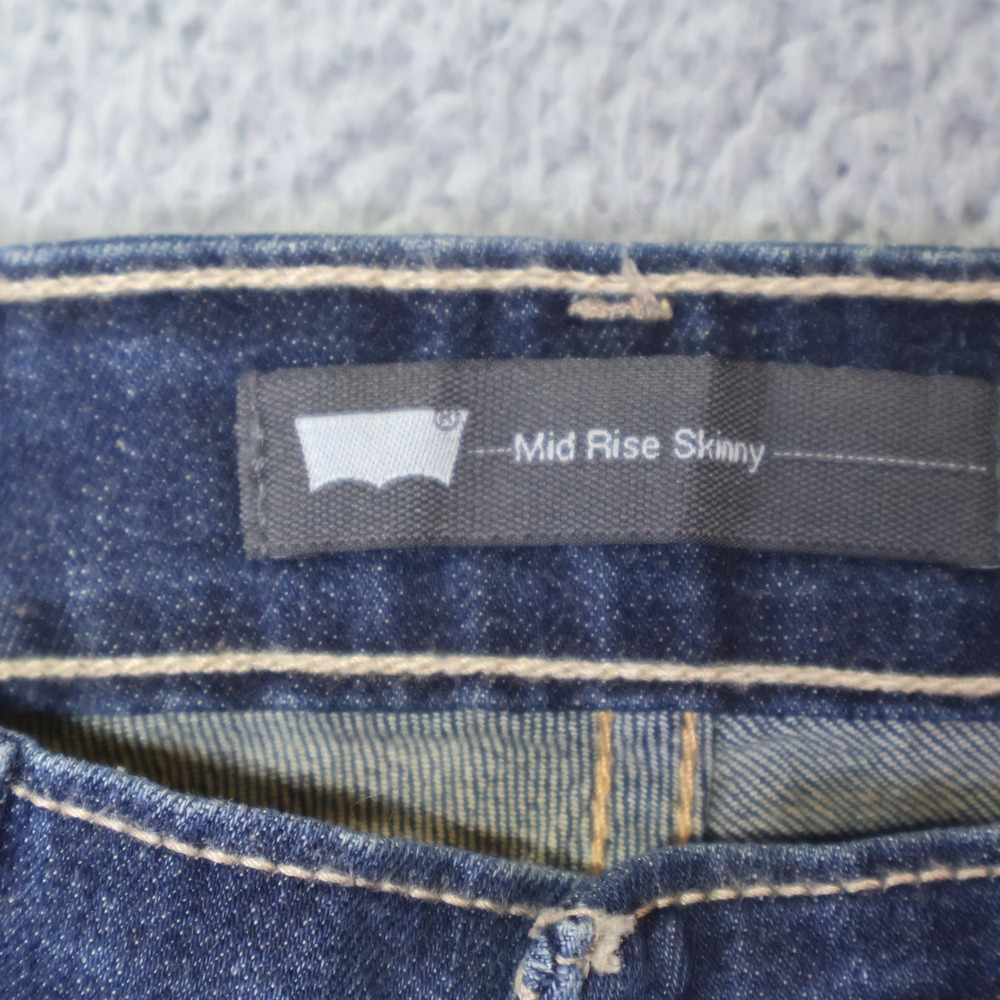 Levis Mid Rise Skinny Jeans Womens 12 Dark Wash Stretch Denim Blue 6M/28 - Picture 4 of 15
